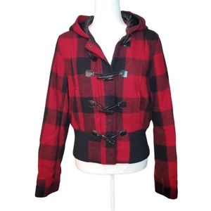 Levi's Red & Black Buffalo Check Plaid Zip Up Hoodie L